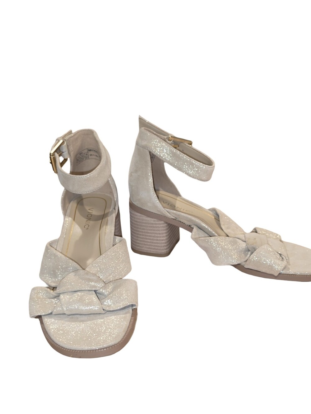 Vionic Women's Maia Sandals in gold metallic leather knotted strap Size 7 New - Picture 10 of 13